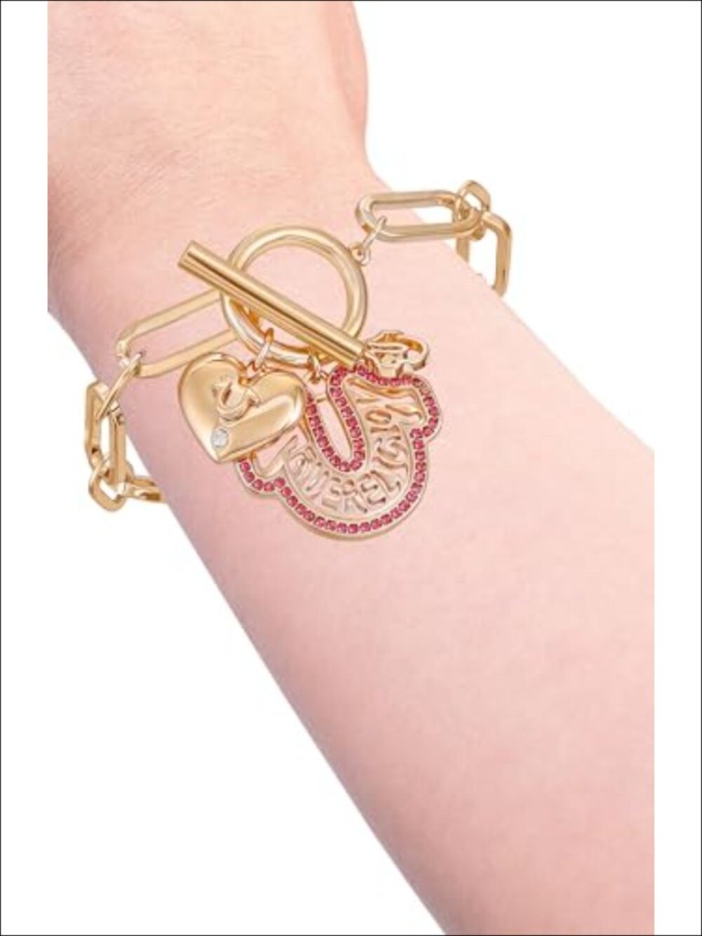 Gold-Tone Charm Link Bracelet with Toggle Clasp - Picture 5 of 5